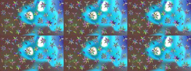 Renkli Bahar Teması eskiz kalıbı. Düz Çiçek Elementleri Tasarımı. Süslü kumaş deseni. Raster illüstrasyonunda çiçek deseni çizimi.