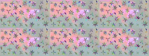 Çiçekli karalama şeklinde Raster çiçek deseni. Gri renkli çiçekler. Yumuşak, yaz çiçekli arka plan.
