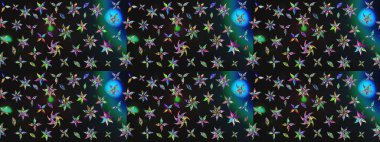 Raster illüstrasyonu. Gri renklerde bahar çiçekleri. Çiçek ve yapraklı karalama şeklinde Raster çiçek deseni.