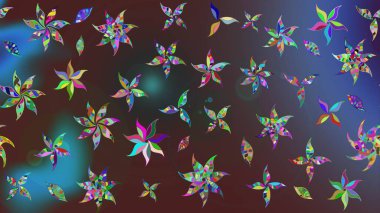 Renkli desenli eskiz deseni, kahverengi çiçekler ve dekoratif elementlerle. Eskiz geçmişi. Kumaş, tekstil, duvar kağıdı baskısı için. Eski usul. Raster illüstrasyonu.