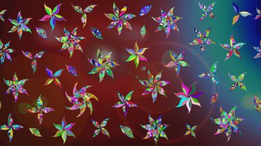 Renkli Bahar Teması eskiz kalıbı. Düz Çiçek Elementleri Tasarımı. Kahverengi renkli çiçekler. Çiçekle çizim deseni.