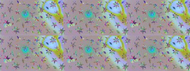 Raster illüstrasyonu. Raster çiçekleri klasik tarzda çizilmiş. Tarafsız renklerde bahar çiçekleri. Çiçekli yumuşak çizim deseni.