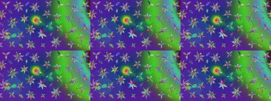 Raster deseni. Bahar çiçekleri dallı desen, yeşil renkler çiçekli siluet.