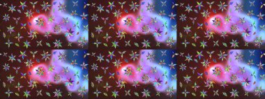 Raster deseni. Bahar çiçekleriyle desen dalla, kahverengi renklerle çiçek siluetiyle.