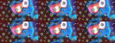 Renkli Bahar Teması eskiz kalıbı. Güzel çiçek deseni. Düz Çiçek Elementleri Tasarımı. Mavi renkte çiçekler.