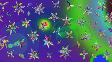 Çiçekler suluboya tarzında yeşil renkte. Çiçekli yeşil renkte bir çiçek deseni çiz.