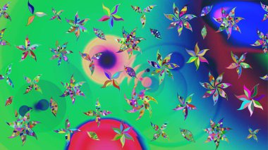 Taslak dekoratif arka plan, çiçek mandala. Raster illüstrasyonu. Yeşil renklerde. Çiçek..