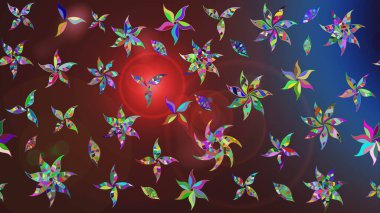 Renkli Bahar Teması eskiz kalıbı. Düz Çiçek Elementleri Tasarımı. Çocuk stili. Çiçekli çizim raster arkaplanı.