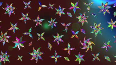 Çiçeksel çizim kalıbının yansıması. Vadinin çiçekleri kahverengi renklerde.