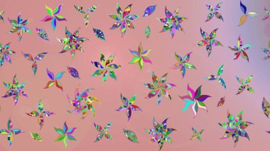 Süslü kumaş deseni. Raster illüstrasyonundaki çiçek desenli çizim. Düz Çiçek Elementleri Tasarımı. Renkli Bahar Teması çizim şablonu.