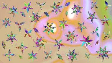 Raster çiçek izi. Çiçekli bej çizim deseni. Klasik taslak çizimi.