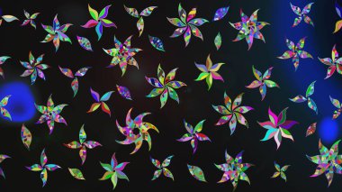 Çiçek desenli çizim. Asya tekstil tarzında. Raster illüstrasyonu. Gri renkli çiçekler. Raster illüstrasyonu.