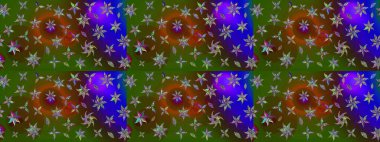 Şirin çiçekli, desenli, yeşil renkli bir eskiz deseni. Tekstil için suluboya eskiz deseni. El çizimi çiçek çizimi deseni (fayans)).