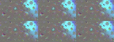 Robot resim. Küçük çiçekteki sevimli çiçek deseni. Raster illüstrasyonu.