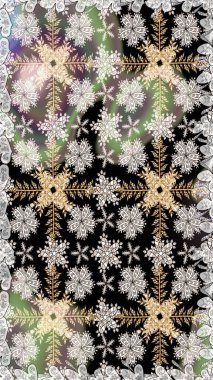 Şablon, pürüzsüz, çiçekli kenar. Kıvırcık, parlak örgü. Raster illüstrasyonu. Güzel, parlak, pürüzsüz kumaş, tuval. Eski moda arka plan. Çiçeklerin çelengi.