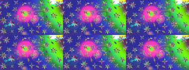 Küçük çiçekteki sevimli çiçek deseni. Bir sürü mavi soyut çiçekli tropikal eskiz deseni. Varicoloblue raster çizimi.