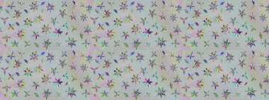 Çiçek deseni. Renkli Bahar Teması eskiz kalıbı. Raster illüstrasyonu. Chichi 'nin kumaş kalıbını çiz. Düz Çiçek Elementleri Tasarımı.