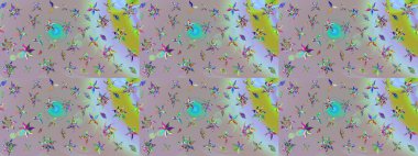 Soyut çiçek çizim kalıbı arka planı. Raster illüstrasyonu. Tarafsız renklerde. Küçük çiçekteki sevimli çiçek deseni. Raster deseni.