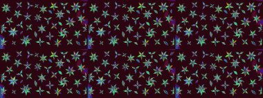 Çiçek süslemeli çizim deseni. Raster illüstrasyonu. Kahverengi renkte çiçekler.