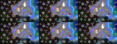 Raster. Gri renkli güzel çiçekli çizim deseni, suluboya çiçek deseni, duvar kağıdı, kart veya kumaş için fayanslı..