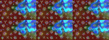 Mavi renkli çiçekler. Raster düz çiçek çizim deseni. Tasarım hediye paketi, tebrik kartları, posterler ve afiş tasarımı.