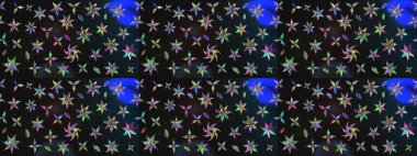 Raster Çiçek İllüstrasyonu 'nun şirin tekstili. Gri renkli etnik çiçeklerle zarif eskiz deseni.