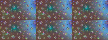 Dallı bahar çiçekleriyle desen, kahverengi renklerle çiçek siluetiyle desen. Raster deseni.