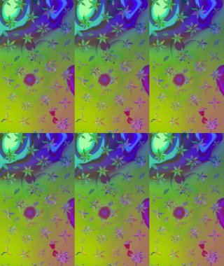 Yeşil renkli çiçekler. Raster düz çiçek çizim deseni. Tasarım hediye paketi, tebrik kartları, posterler ve afiş tasarımı.