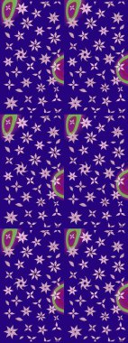 Mavi renkte manzaralı çiçek deseni. Üst manzara, yumuşak stil. Sevgililer günü ve tebrik kartı konsepti için şık bir davetiye. Çiçek kompozisyonu, el boyası, hassas şablon..