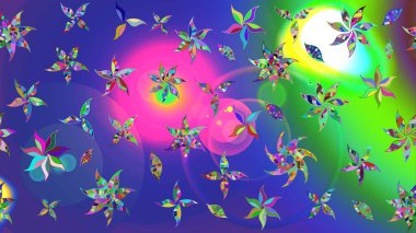 Mavi renkli şirin çiçek deseni. Düz Çiçek Elementleri Tasarımı. Raster Modaya uygun kumaş deseni. Renkli Bahar Teması çizim şablonu.