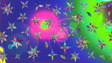 Sevimli çiçek raster deseni. Mavi renkli çiçekler. Renkli Yaz Temalı eskiz kalıbı. Düz Çiçek Elementleri Tasarımı.