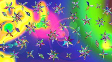 Kumaş, tekstil, duvar kağıdı baskısı için. Eskiz geçmişi. Tomurcukları papatya çiçekleri olan sevimli bir çiçek deseni. Eski usul. Miles Fleur, süslü püslü bir süs. Raster illüstrasyonu.