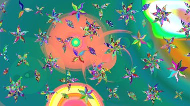 Raster deseni. Organik elementler. Botanik çizim kalıbı. Suluboya etkisi.