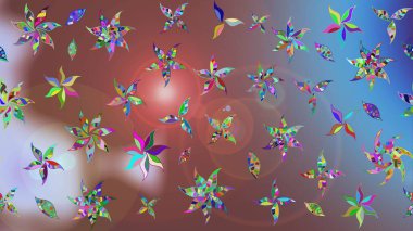 Kahverengi renkli çiçekler. Raster düz çiçek çizim deseni. Tasarım hediye paketi, tebrik kartları, posterler ve afiş tasarımı.