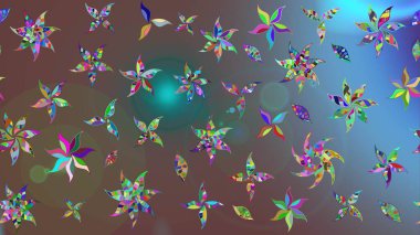 Renkli Yaz Temalı eskiz kalıbı. Düz Çiçek Elementleri Tasarımı. Kahverengi renkli çiçekler. Raster illüstrasyonunda çiçek deseni çizimi.