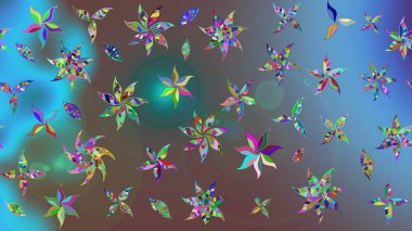 Raster illüstrasyonundaki çiçek desenli çizim. Süslü kumaş deseni. Düz Çiçek Elementleri Tasarımı. Renkli Bahar Teması çizim şablonu.