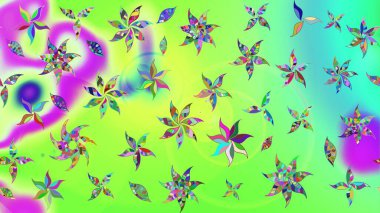 Tekstil için figür. Şirin, zarif çiçekler Raster illüstrasyonu. Poster ya da kapak için arka plan. Davetiye ve kartpostal tasarımı için dekoratif çiçek unsurları. Yapraklı çizim deseni.