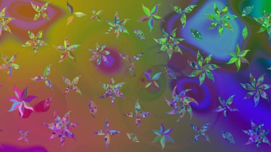 Dallı bahar çiçekleriyle desen, kahverengi renklerle çiçek siluetiyle desen. Raster deseni.