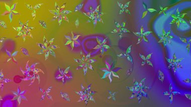 Raster illüstrasyonu. Çiçekli güzel suluboya desen. Yeşil renklerde.