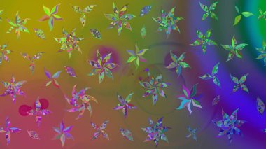 Yeşil renkli etnik çiçeklerle süslenmiş zarif bir eskiz şekli. Asya Tekstil 'inde Raster Çiçek İllüstrasyonu.