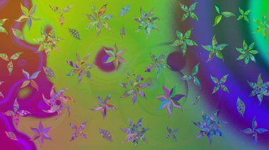 Soyut etnik raster çizim kalıbı. Arkaplan dokusu, duvar kağıdı, yeşil renkli çiçek teması. Kabile sanatı boho baskısı, klasik çiçek arkaplanı.