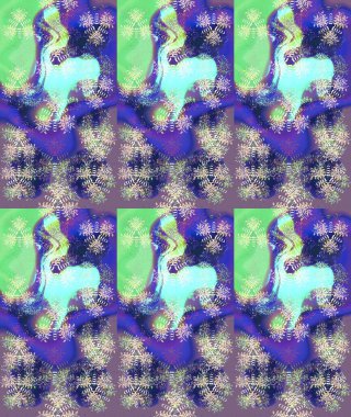 Mor, mavi ve nötr renkler ve kar taneleri. Renkli arka planda izole tatlı kar taneleri. Raster illüstrasyonu.