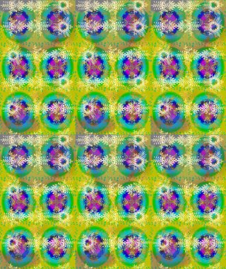 Raster illüstrasyonu. Sarı, yeşil ve mavi renkli kar taneleri. Renkli arka planda izole tatlı kar taneleri. Kar tanesi raster deseni.