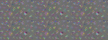 Raster illüstrasyonu. Gri renklerde. Çiçek buketleriyle klasik tarzda eskiz deseni.