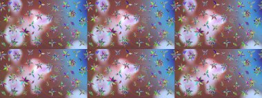 Tarafsız renklerde yaz çiçekleri. Raster illüstrasyonu. Raster çiçek desenli ve çiçekli..