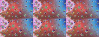 Şirin çiçekli, desenli, pembe renkli bir eskiz deseni. El çizimi çiçek çizimi deseni (fayans). Tekstil için suluboya çizim deseni.