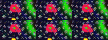 Gri renklerde bahar çiçekleri. Raster illüstrasyonu. Raster çiçek desenli ve çiçekli..