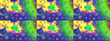 Şirin, zarif çiçekler Raster illüstrasyonu. Poster ya da kapak için arka plan. Tekstil için figür. Yapraklı çizim şekli. Davetiye ve kartpostal tasarımı için dekoratif çiçek unsurları.