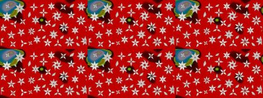 Raster çiçek desenleri çiziyor. Vadinin çiçekleri kırmızı renklerde.