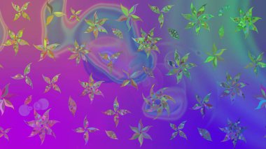 Düz Çiçek Elementleri Tasarımı. Asya tekstil tarzında. Renkli Bahar Teması eskiz kalıbı. Güzel kumaş deseni. Raster illüstrasyonu. Çiçek desenini çiz.